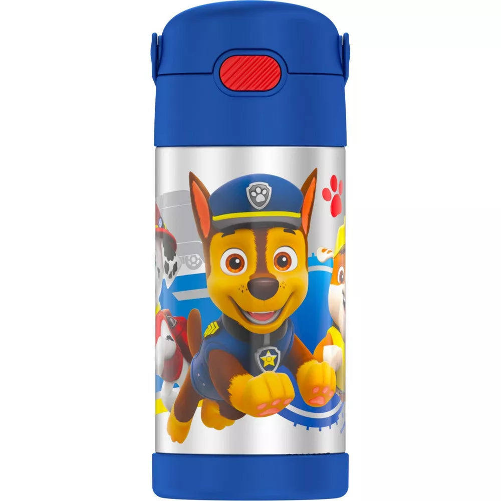 Paw Patrol Snack & Sip - Botella de agua con pajilla, reutilizable, de 1.5  fl oz, para niños, color azul y amarillo, mercancía oficial de Polar Gear –